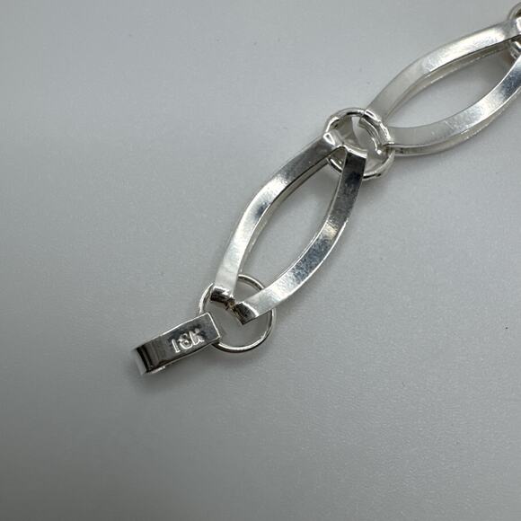 Designer Peruvian Sterling Silver 950 and 18K Gold Inlay Bracelet - 7.5” - Picture 6 of 8